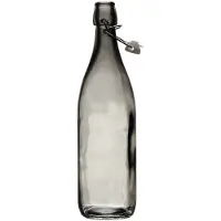 Home Deco Factory Beugelfles/weckfles - glas - antraciet transparant - luchtdicht - 1.0 liter - waterfles - limonade - 8 x 32 cm