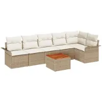 vidaXL Tuinset met 7 stukken, 6 zitplaatsen, beige en crème, van polyrotan