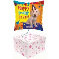 Sempertex Folie ballon Happy Birthday hond helium gevuld in mooie doos.