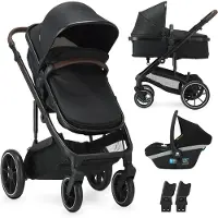Deryan Noa Kinderwagen 3-in-1 - Wandelwagen met Autostoel - Zwart
