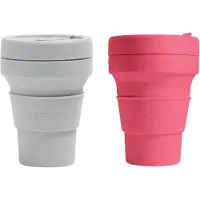 Stojo Pocket Cup 2-pack Cashmere & Peony / Grijs & Roze 2x 355ml Beker to Go