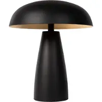 Atmooz DELILAH – Tafellamp – Bureaulamp – Paddestoelvorm – 30 cm hoog – Zwart metaal – Gouden binnenkant kap – 2x G9 – Dimbaar – Zonder lichtbron