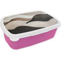 MuchoWow Broodtrommel Roze - Lunchbox Golven - Abstract - Beige - Brooddoos 18x12x6 cm - Brood lunch box - Broodtrommels voor kinderen en volwassenen
