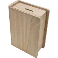 Hobbygroep houten spaarpot boekvorm paulownia 14,8x7,1x20,1 cm bruin.