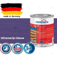 Remmers HK Lazuur 3-in-1 [plus] Ultramarijn blauw - Premium Houtbeits voor Buiten | Transparant, Sneldrogend, Oplosmiddelarm | 0,75Liter