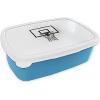 MuchoWow Broodtrommel Blauw - Lunchbox Basketbalbord - Minimalistisch - Zwart - Brooddoos 18x12x6 cm - Brood lunch box - Broodtrommels voor kinderen en volwassenen