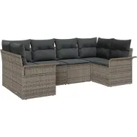 vidaXL Tuinbank Set 6 st Grijs Poly rattan
