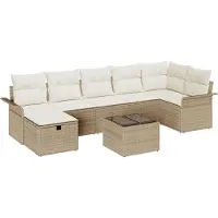 vidaXL Tuinbank Set 8 st Poly rattan