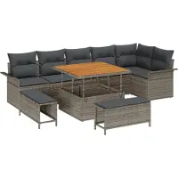 vidaXL Tuinbank Set 9 st 8-Aantal zitplaatsen Grijs
