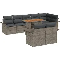 vidaXL Tuinbank Set 9 st Grijs Poly rattan