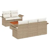 vidaXL Tuinset met 6 zitplaatsen, beige en crème, van polyrotan