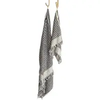 Lalay PomPom handdoek zwart-wit gestreept | Luxe bad- & stranddoek | 100x180 cm | Dikke kwaliteit | 100% Turks katoen