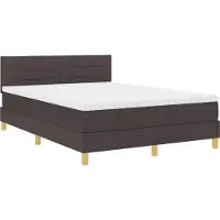vidaXL LED Box Spring Bed met hoofdeinde Donkerbruin 140 x 190 cm Stof