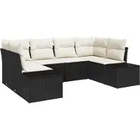 vidaXL Tuinset, 6 stuks, 6 zitplaatsen, zwart en crème