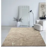 The Carpet Mila – Modern Vloerkleed Takkenmotief – Beige & Bruin – Glansstructuur – 160 x 230 cm
