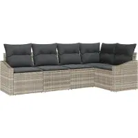 vidaXL Tuinbank Set 5 st Lichtgrijs poly rattan