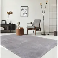 The Carpet RELAX – Extra Zacht & Wasbaar Vloerkleed tot 30°C met Antislip Onderzijde – Fluweelachtige Structuur – Voor Slaapkamer of Woonkamer – Grijs, 80 x 150 cm