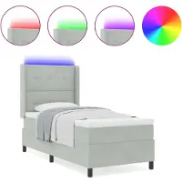 vidaXL Boxspring bed met hoofdeinde Lichtgrijs 90 x 190 cm Fluweel