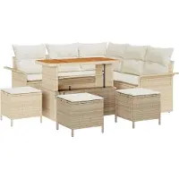 vidaXL - Tuinbank - Set - 9 - st - 8-Aantal - zitplaatsen - Beige - en - Crème