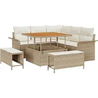 vidaXL Tuinbank Set 8 st 7-Aantal zitplaatsen Beige en Crème