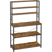 Vasagle Keukenplank met stopcontacten en roosterplaat, Vintagebruin + zwart / 40 x 100 x 167 cm