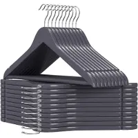 Songmics Houten kleerhanger antislip, Grijs + Zilver / 20