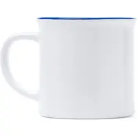 Roly 4 keramische mokken Wit retro ontwerp met Blauwe rand 300ml, model Kumbo geschikt voor sublimatie