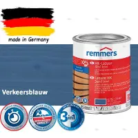 Remmers HK Lazuur 3-in-1 [plus] Verkeersblauw - Premium Houtbeits voor Buiten | Transparant, Sneldrogend, Oplosmiddelarm | 0,75Liter