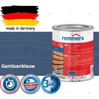 Remmers HK Lazuur 3-in-1 [plus] Gentiaanblauw - Premium Houtbeits voor Buiten | Transparant, Sneldrogend, Oplosmiddelarm | 0,75Liter