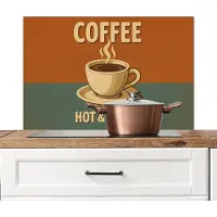 KitchenYeah Spatscherm keuken 80x55 cm - Kookplaat achterwand Koffie - Kop - Vintage - Quote - Muurbeschermer - Spatwand fornuis - Hoogwaardig aluminium