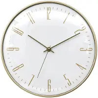 Home Deco Factory stille wandklok - goud/wit - D30 cm - kunststof