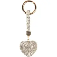 Clayre & Eef Sleutelhanger Hart 4x3x13 cm Zilverkleurig Kunststof
