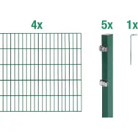 Alberts 654399 dubbelstaafmat hekwerk als 10-delige complete hekwerkset, groen, hoogte 160 cm, lengte 8 m