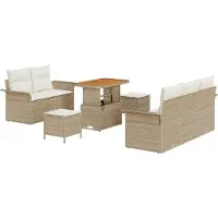 vidaXL - Tuinbank - Set - 8 - st - 7-Aantal - zitplaatsen - Beige - en - Crème