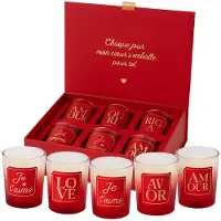 WDMT Luxe geurkaarsen cadeauset – set van 6 rode kaarsen – amour design geurkaars