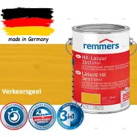 Remmers HK Lazuur 3-in-1 [plus] Verkeersgeel - Premium Houtbeits voor Buiten | Transparant, Sneldrogend, Oplosmiddelarm | 2,5Liter