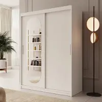 Meubella - Kledingkast Bodhi - Wit - 150 cm - Met spiegel