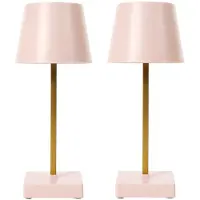Home Deco Factory LED tafellamp portable/draadloos - 2x - kunststof - roze - touch - 26 cm - binnen