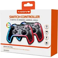 Xssive 2-PACK Switch Controllers - Nintendo Switch 2/1 Pro Controller met RGB Verlichting, Hall Effect Joysticks & Programmeerbare Knoppen - Transparant