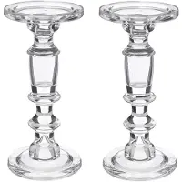 Atmosphera kaarsen kandelaar Decoglass - 2x - voor stompkaarsen - glas - transparant - 11 x 24 cm