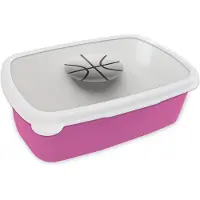 MuchoWow Broodtrommel Roze - Lunchbox Basketbal - Wit - Schaduw - Lijnen - Brooddoos 18x12x6 cm - Brood lunch box - Broodtrommels voor kinderen en volwassenen