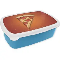 MuchoWow Broodtrommel Blauw - Lunchbox Pizza - Kaas - Rood - Pepperoni - Brooddoos 18x12x6 cm - Brood lunch box - Broodtrommels voor kinderen en volwassenen