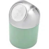 Excellent houseware Mini prullenbakje - groen/zilver - rvs - met klepdeksel - keuken aanrecht/tafel model - 1.3 Liter - 12 x 17 cm