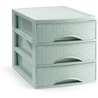 PlasticForte Ladekastje bureau organizer SORTED - 3 lades - groen - L26 x B35 x H28 cm - kunststof - organiseren