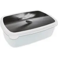 MuchoWow Broodtrommel Wit - Lunchbox Golfbal - Wazig - Zwart - Brooddoos 18x12x6 cm - Brood lunch box - Broodtrommels voor kinderen en volwassenen