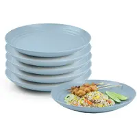 PlasticForte Rond bord/camping bord - 8x - D20 cm - ijsblauw - kunststof - onbreekbaar - servies