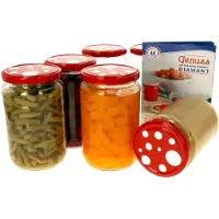 MamboCat Set van 6 ronde potten 720 ml To 82 paddenstoeldeksel incl. Diamant Gelierzauber receptenboekje