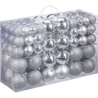 Relaxdays kerstballenset Zilver - 100 stuks - Kunststof