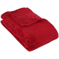 Atmosphera Fleece deken of plaid - diep rood - 125 x 150 cm - polyester - Bankdeken - Fleece plaid