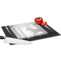 KitchenYeah Glazen Snijplank - 39x28 - Een illustratie van een eenhoorn in een mistig bos - Meisjes - Kind - Kids - Snijplanken Glas